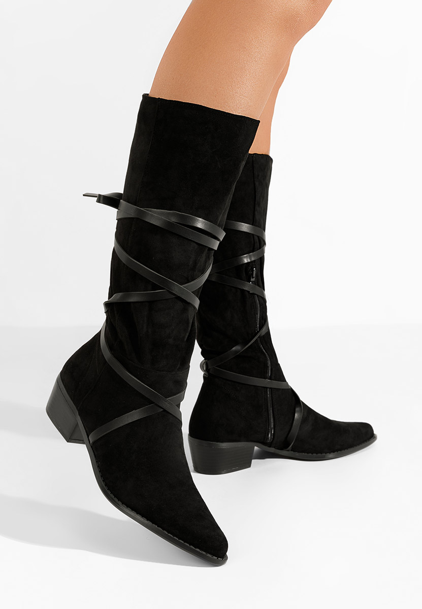 Čierne dámske čižmy bez podpätku Raizza