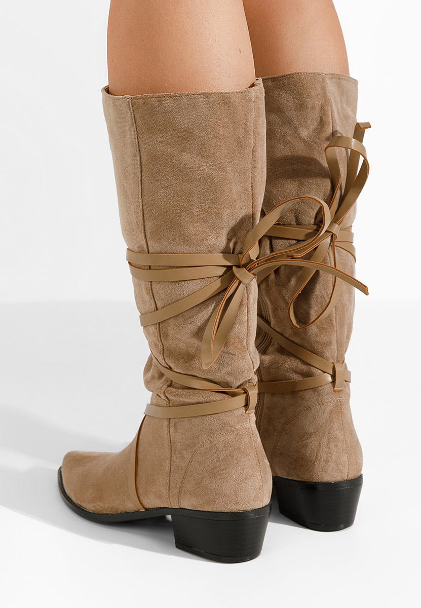 Khaki dámske čižmy bez podpätku Raizza