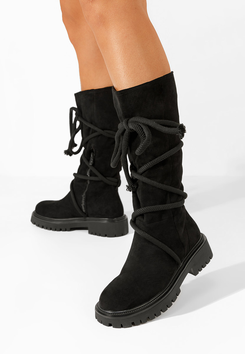 Čierne dámske čižmy bez podpätku Iekna