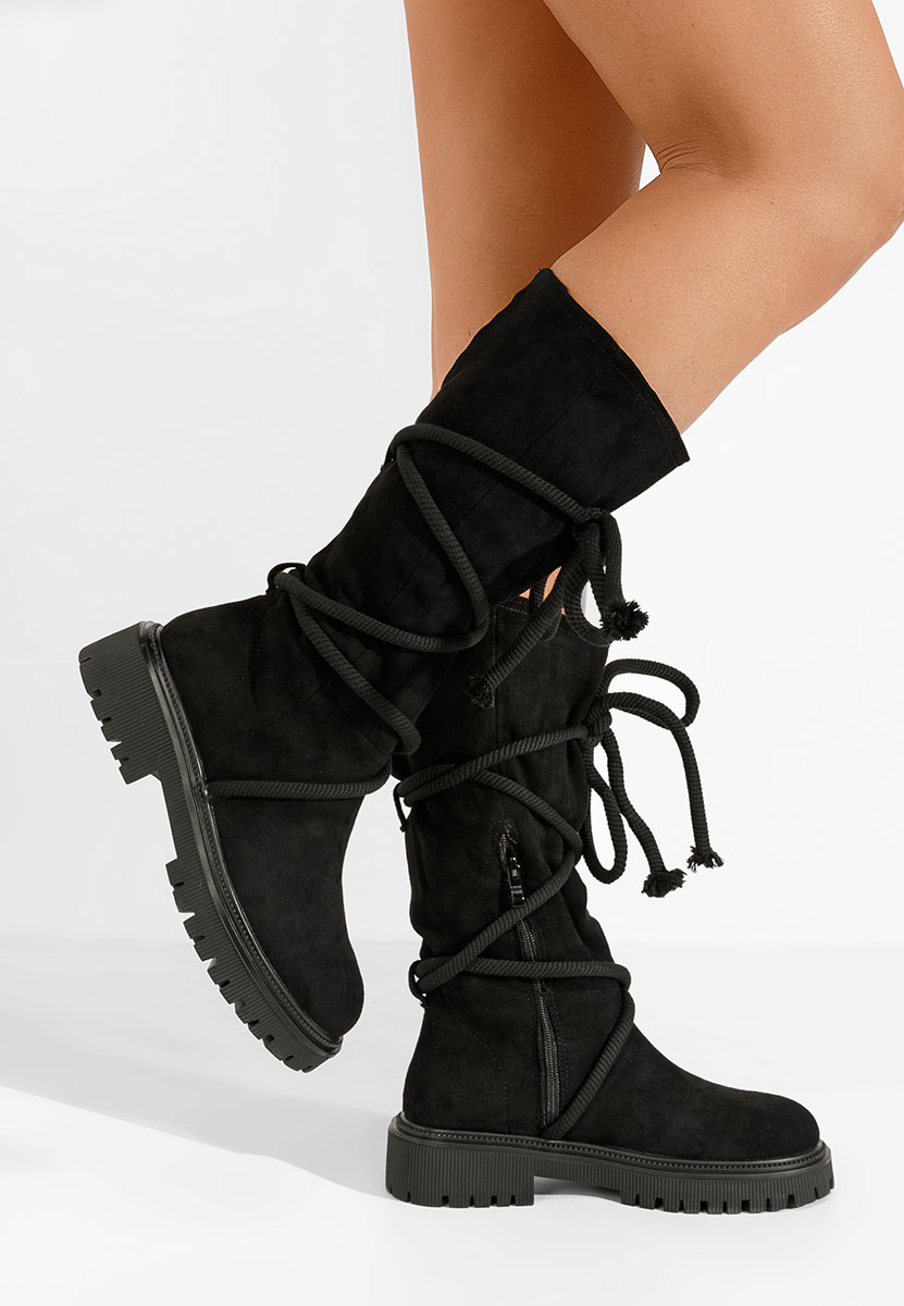 Čierne dámske čižmy bez podpätku Iekna