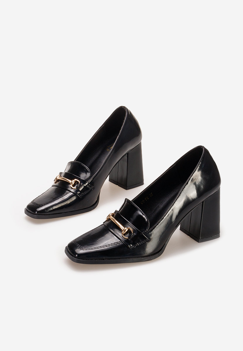 Čierne mokasíny na opätku Noriana