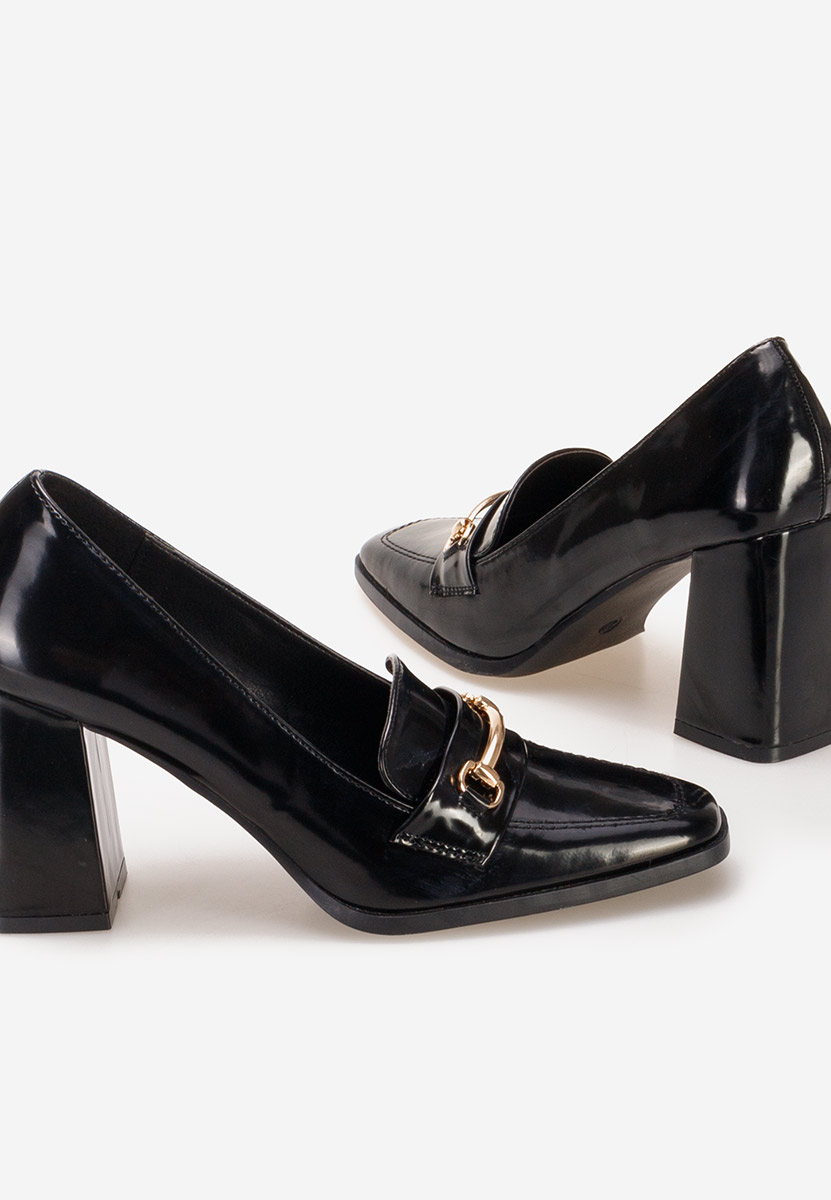 Čierne mokasíny na opätku Noriana