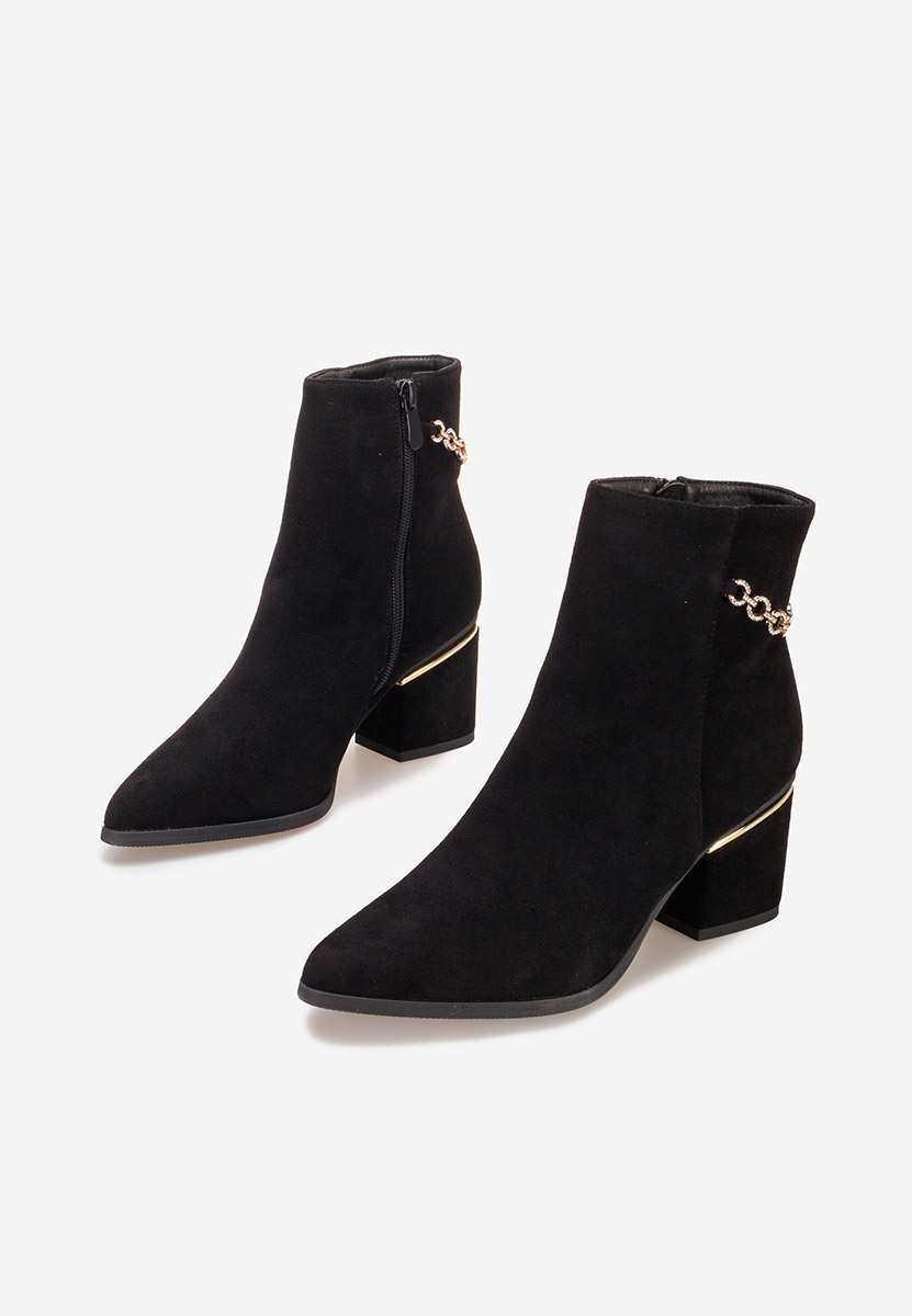 Čierne členkové čižmy na hrubom podpätku Oxea