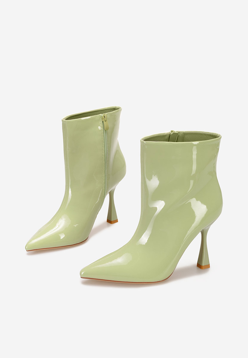 Zelené členkové čižmy na tenkom podpätku Thessalia