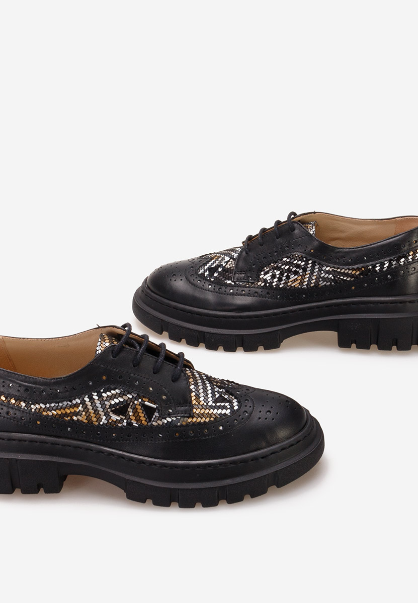 Čierne poltopánky brogue dámske Henise V5