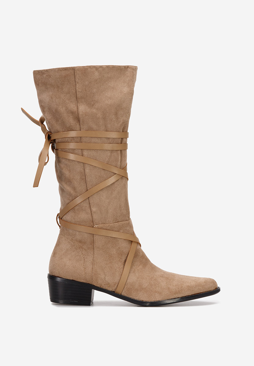 Khaki dámske čižmy bez podpätku Raizza