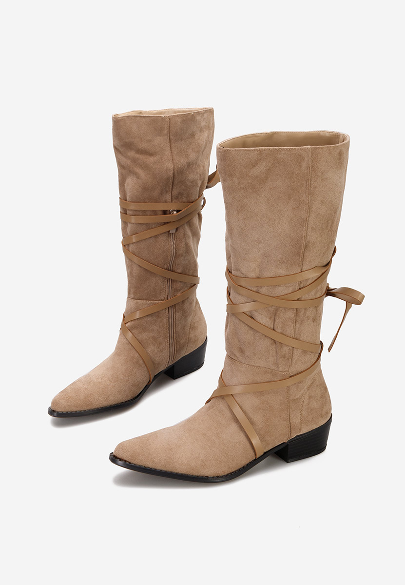 Khaki dámske čižmy bez podpätku Raizza