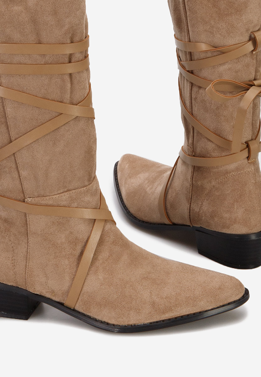 Khaki dámske čižmy bez podpätku Raizza