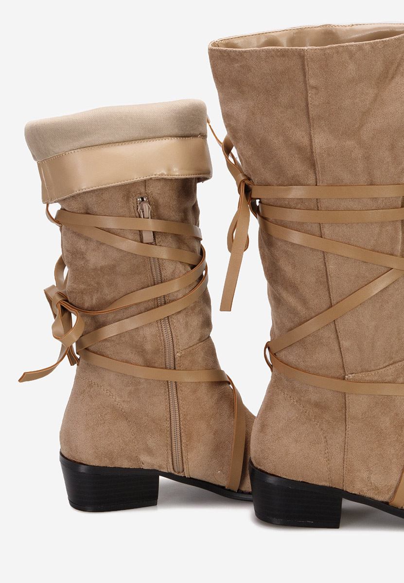 Khaki dámske čižmy bez podpätku Raizza