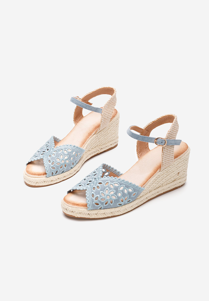 Modré sandále na klinovom opatku Finana