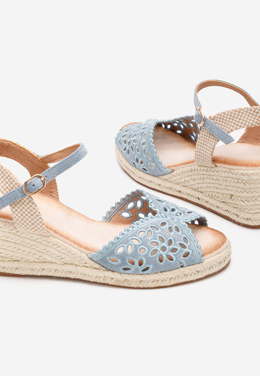 Modré sandále na klinovom opatku Finana