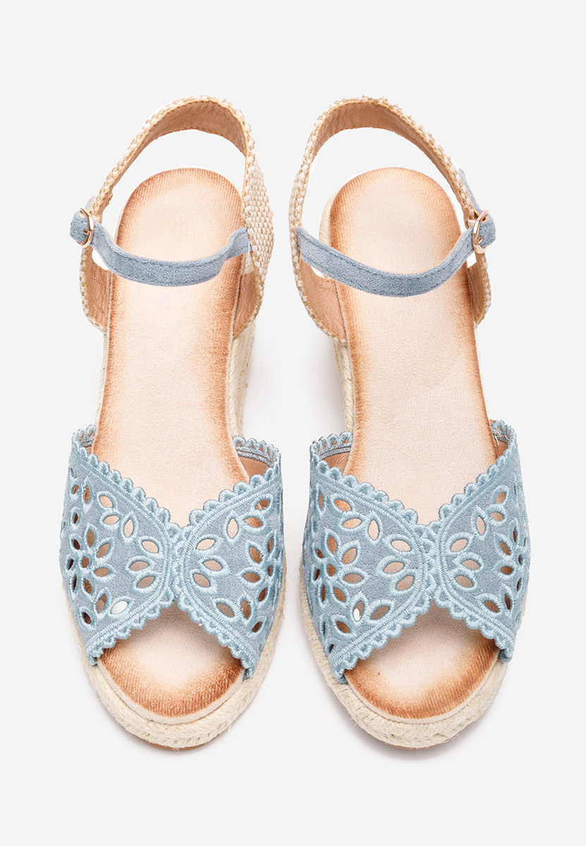 Modré sandále na klinovom opatku Finana