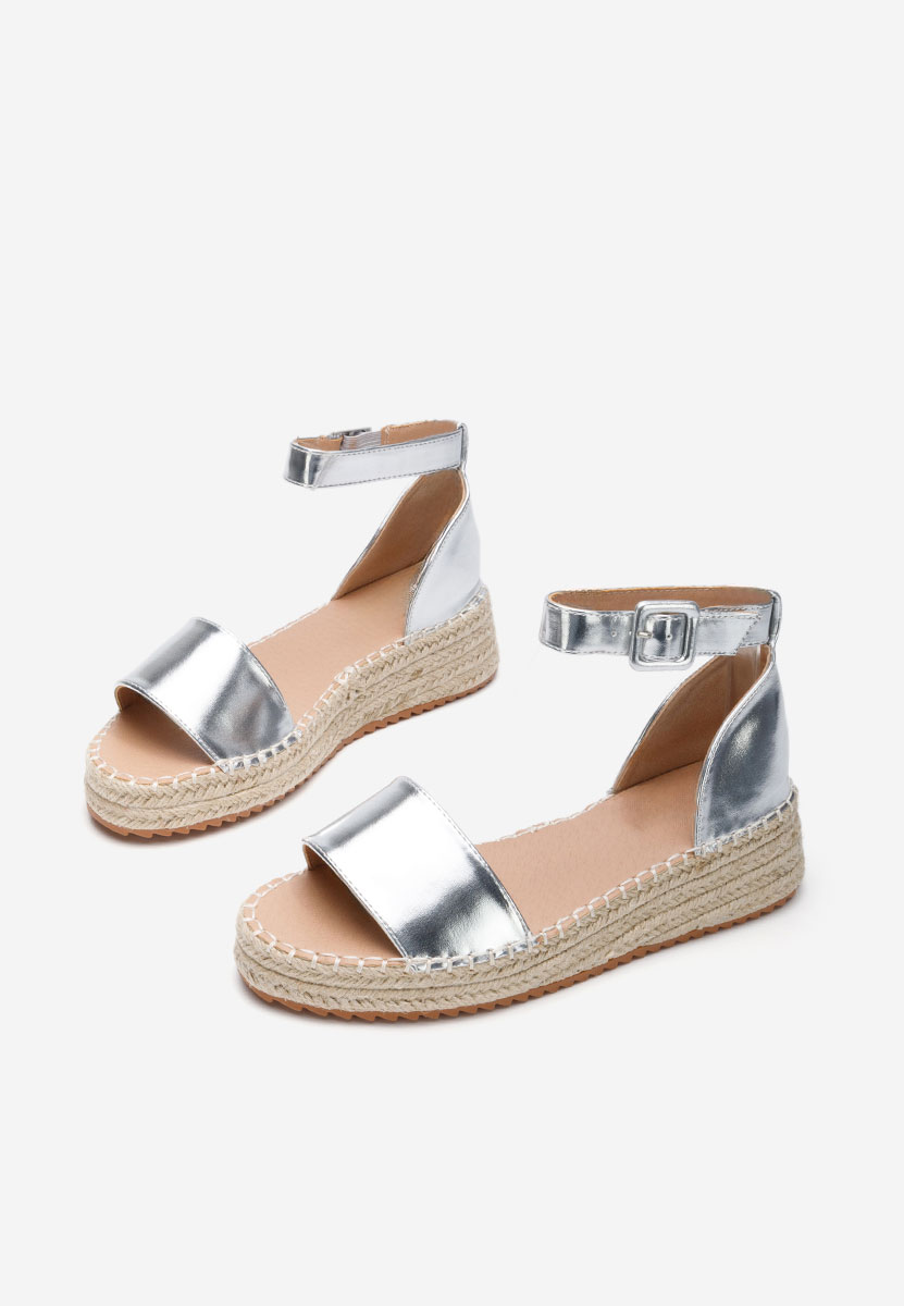 Strieborné espadrilky sandale Vicky
