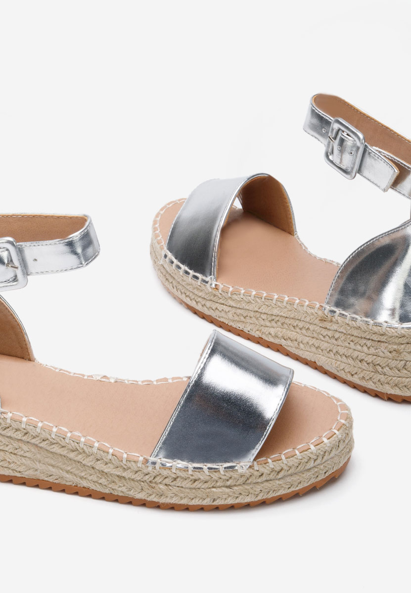 Strieborné espadrilky sandale Vicky