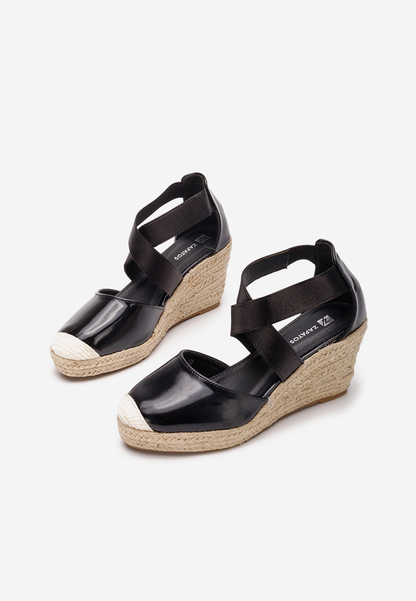 Čierne espadrilky na platforme sandale Rosaria