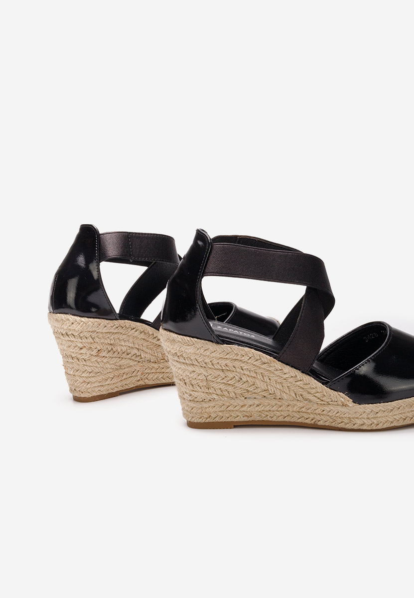 Čierne espadrilky na platforme sandale Rosaria