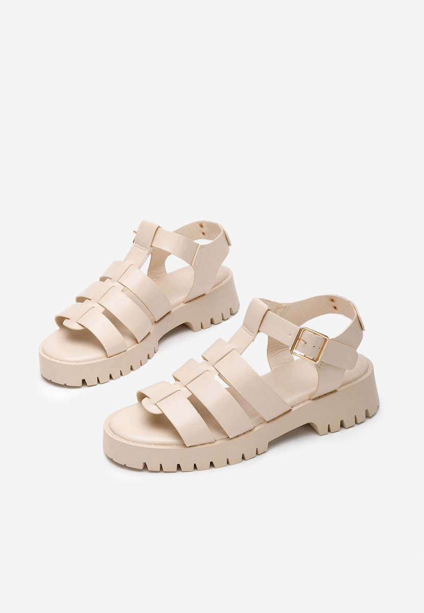 Zlatá dámske sandále na leto L bej