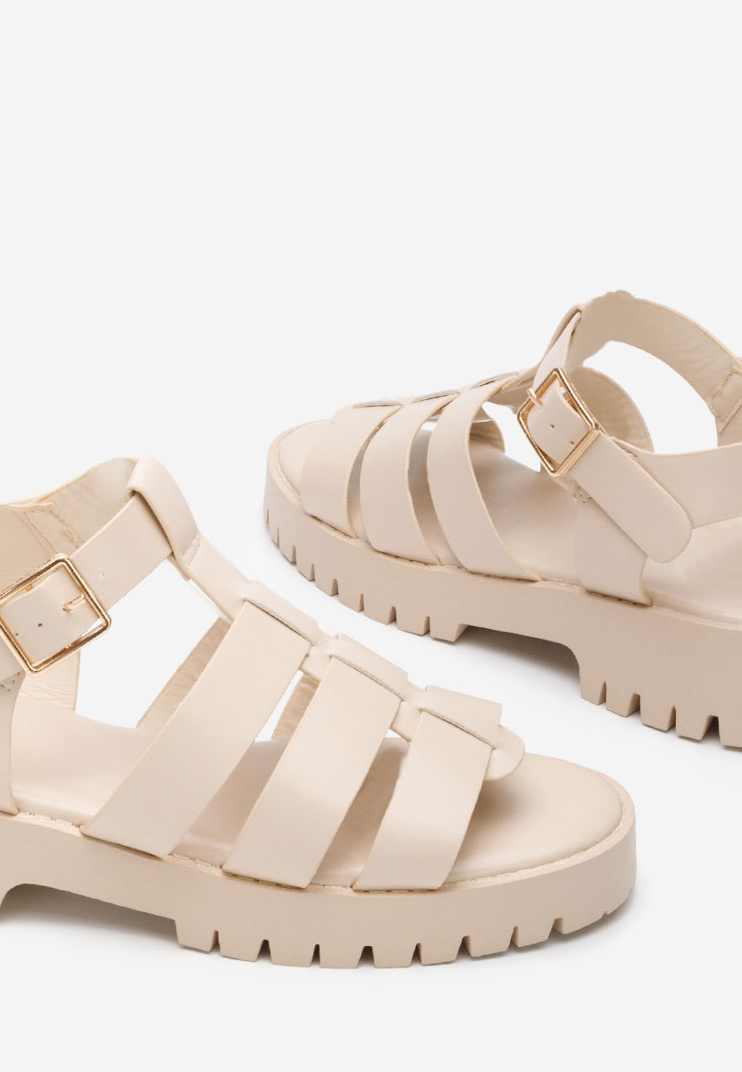 Zlatá dámske sandále na leto L bej