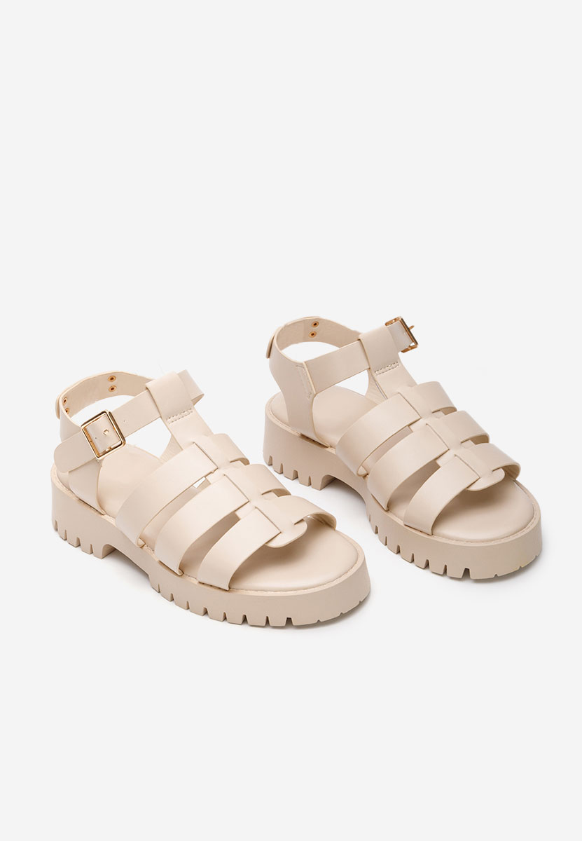 Zlatá dámske sandále na leto L bej