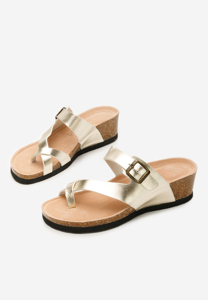 Zlaté dámske šlapky na platforme Wandana V3