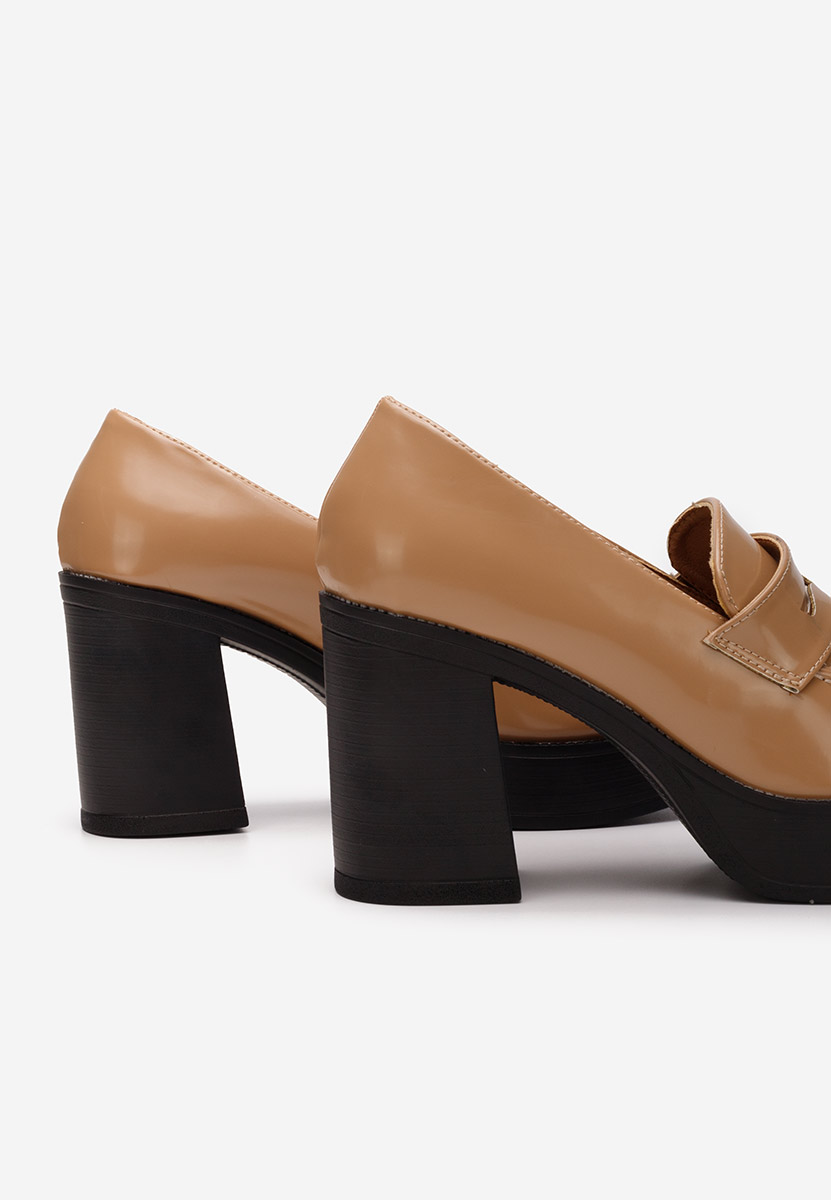 Béžové mokasíny na opätku Meilani