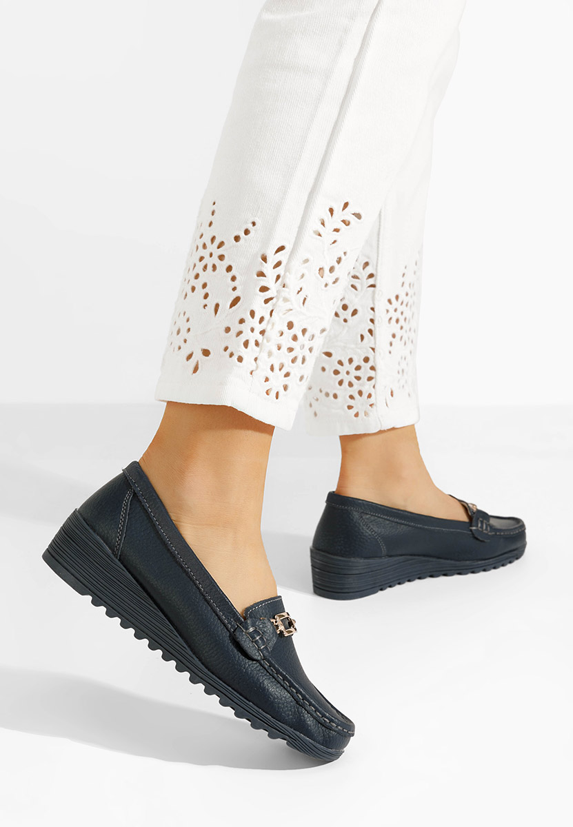 Tmavomdoré kožené mokasíny dámske Fahima