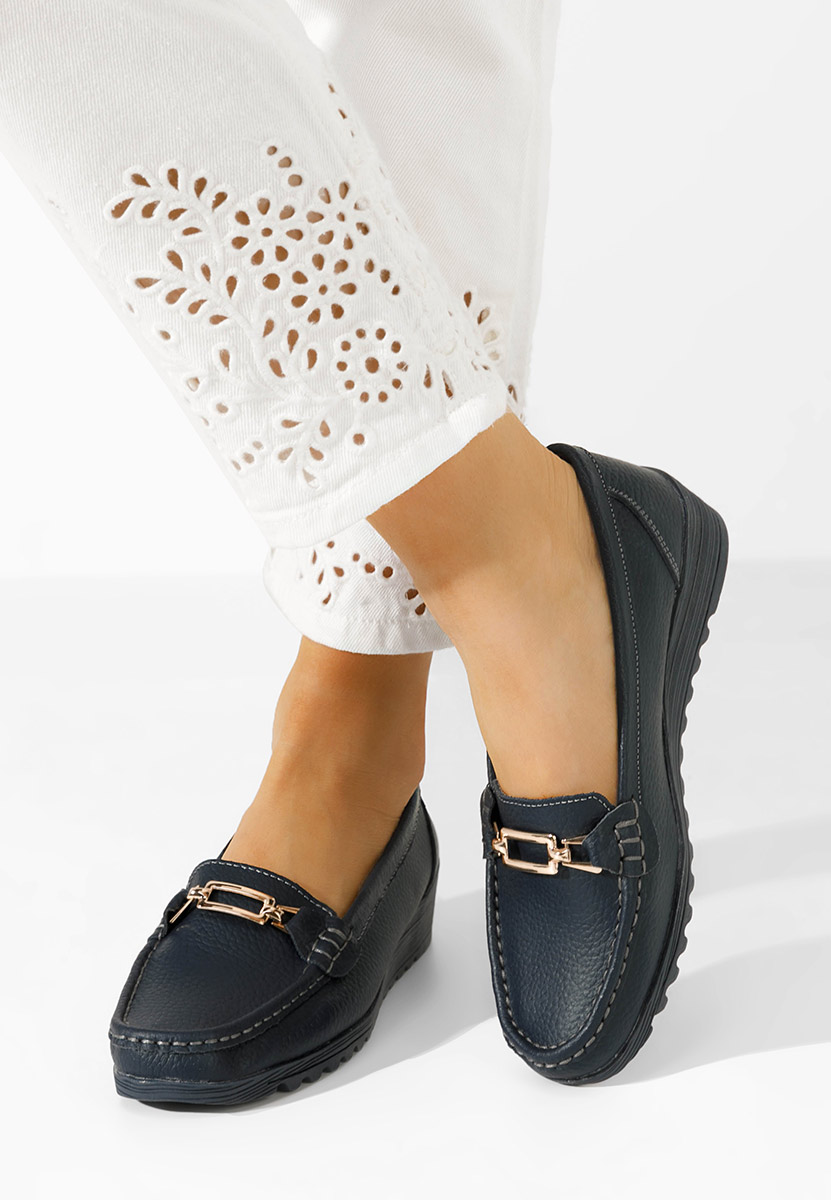 Tmavomdoré kožené mokasíny dámske Fahima