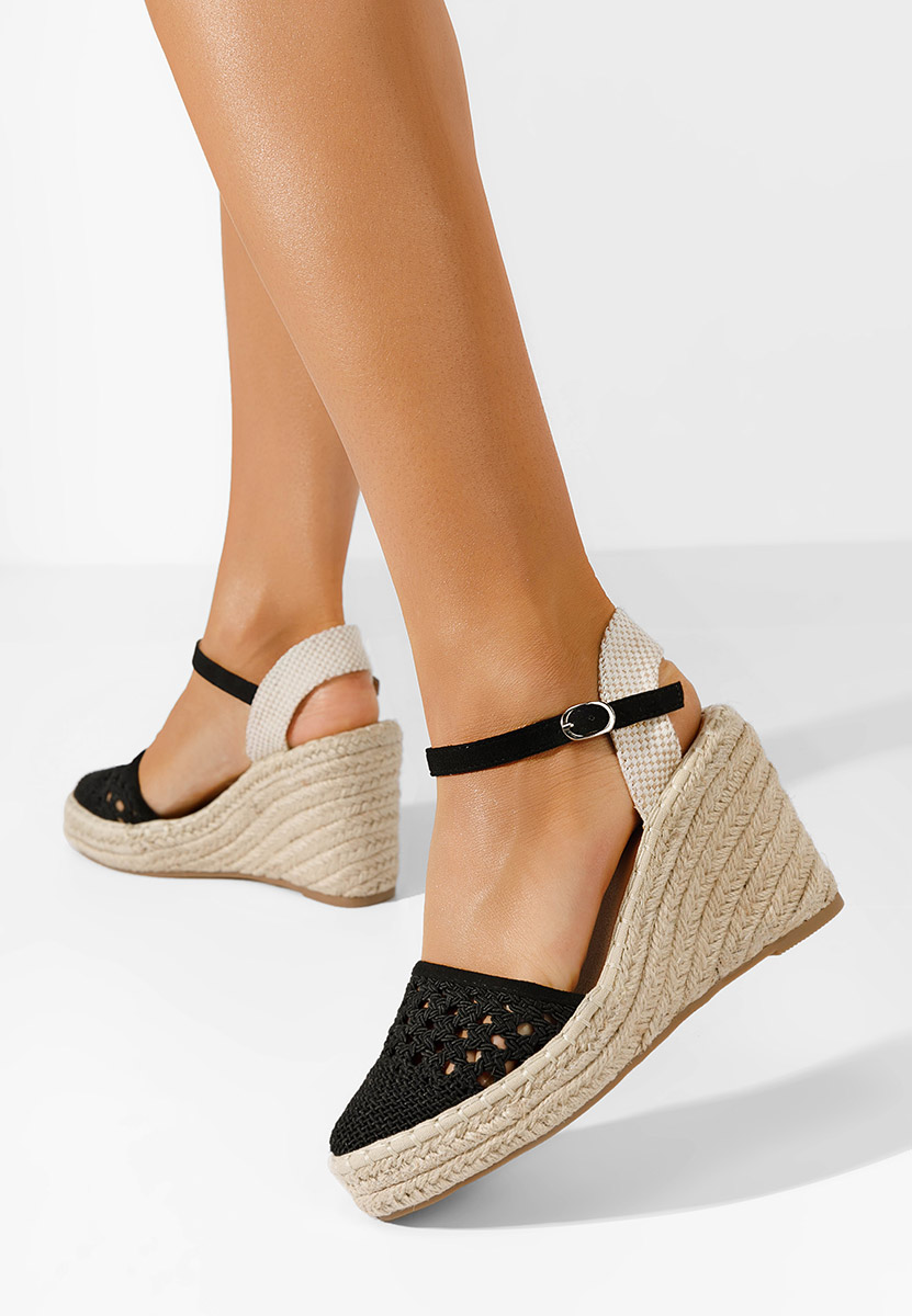 Čierne espadrilky na platforme sandale Adeja