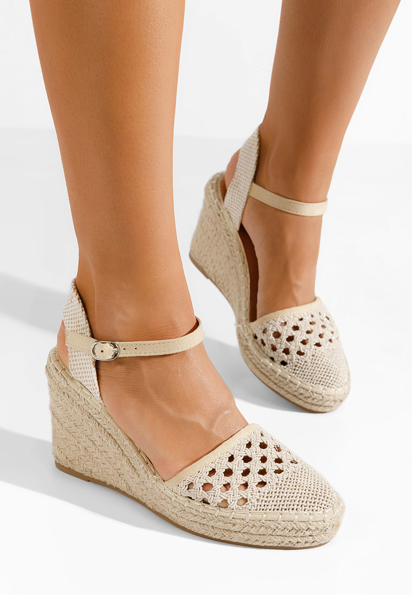 Béžové espadrilky na platforme sandale Adeja