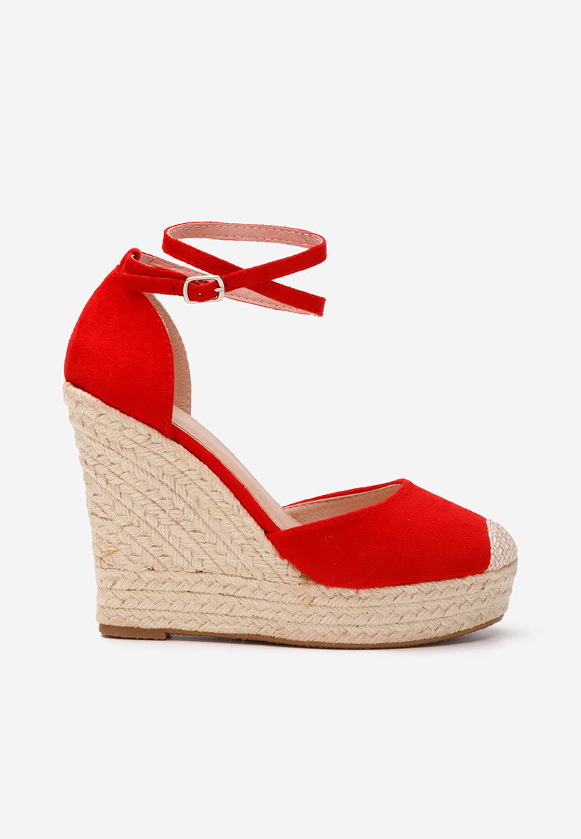 Červené espadrilky na platforme sandale Saniza