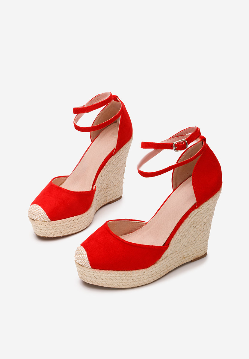 Červené espadrilky na platforme sandale Saniza