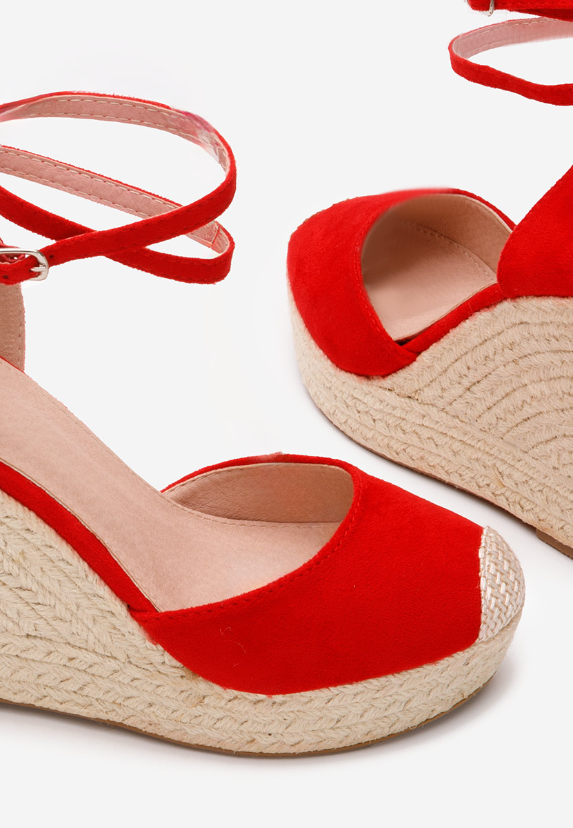 Červené espadrilky na platforme sandale Saniza