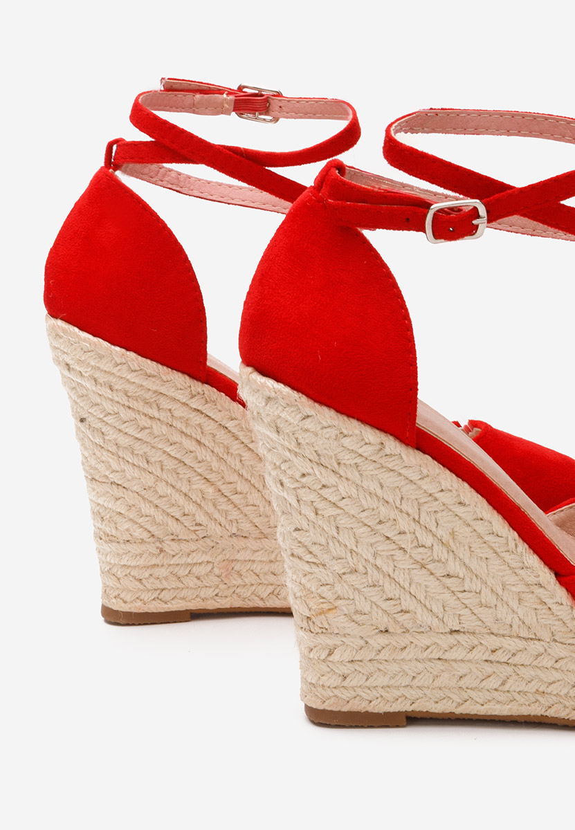 Červené espadrilky na platforme sandale Saniza