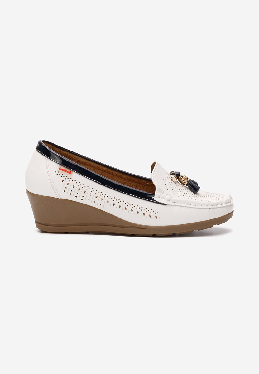 Biele dámske mokasíny na platforme Evomela