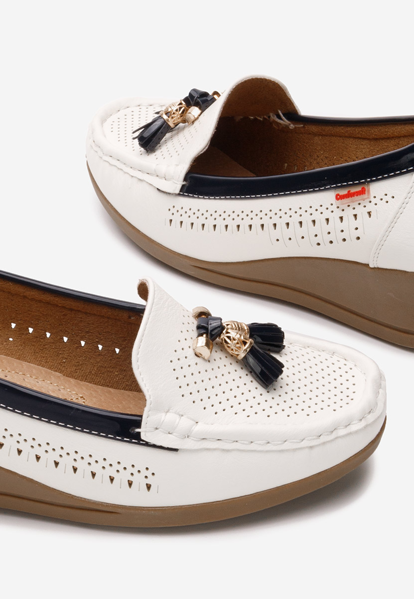 Biele dámske mokasíny na platforme Evomela