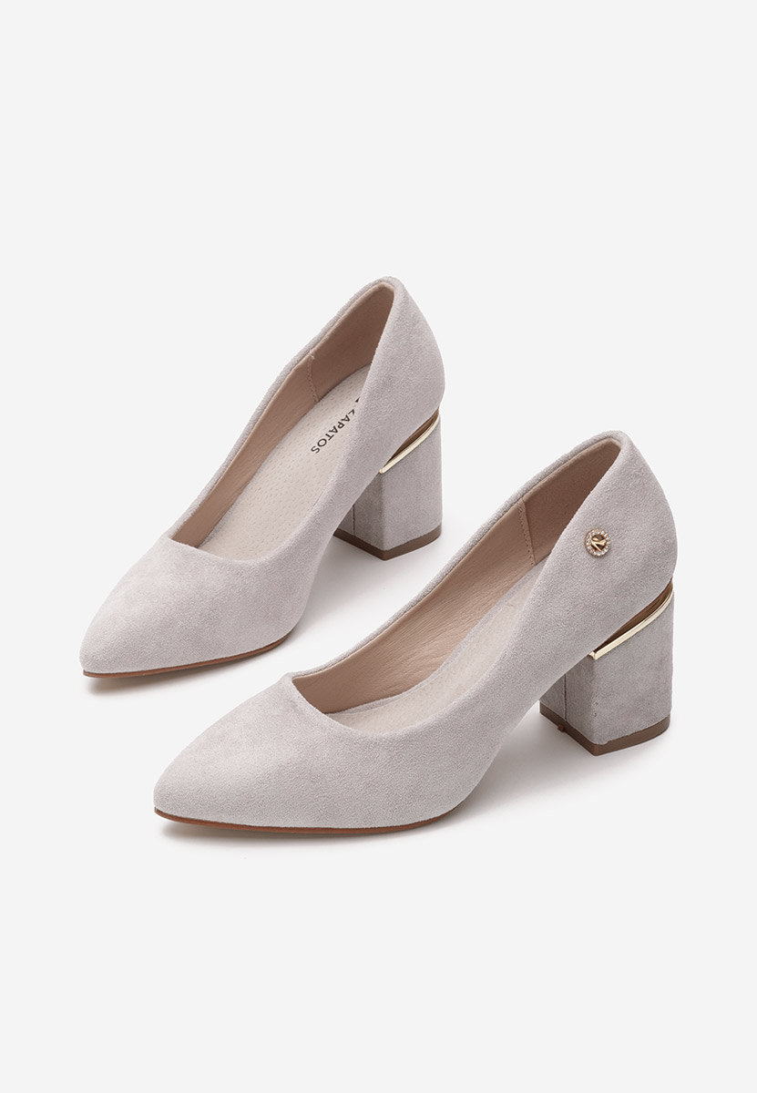 Sivé lodičky na hrubom opätku Nelia V2