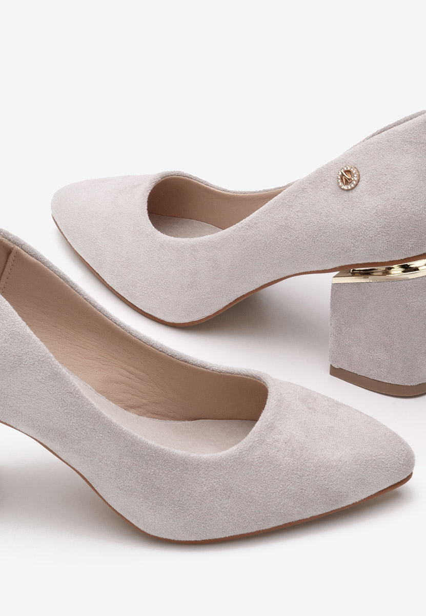 Sivé lodičky na hrubom opätku Nelia V2