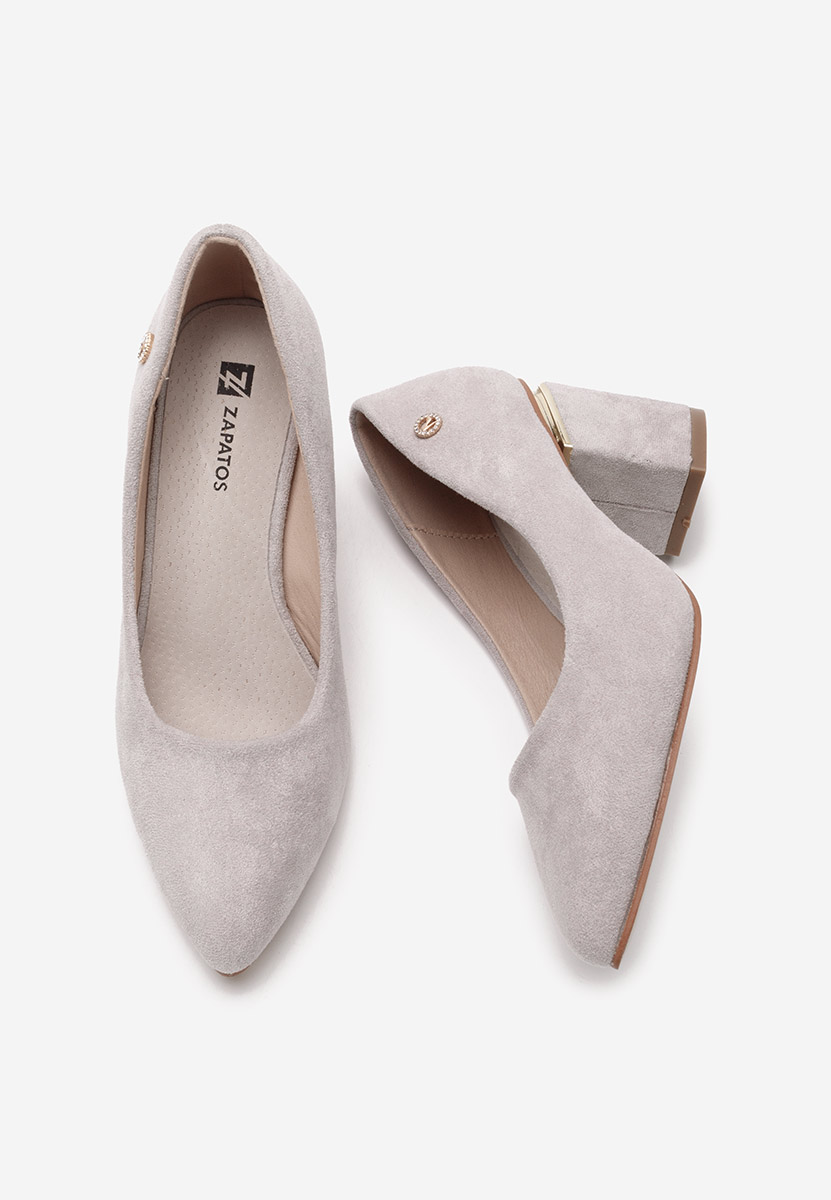 Sivé lodičky na hrubom opätku Nelia V2