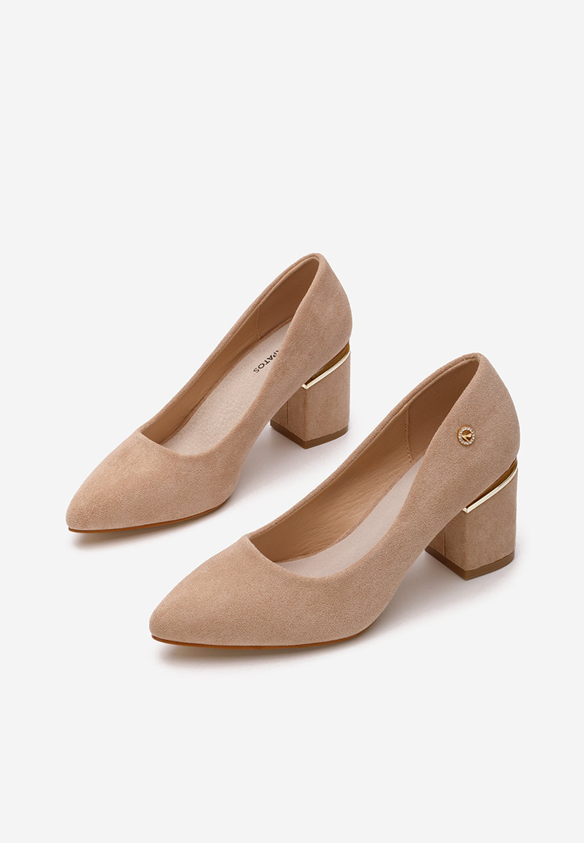 Khaki lodičky na hrubom opätku Nelia V2