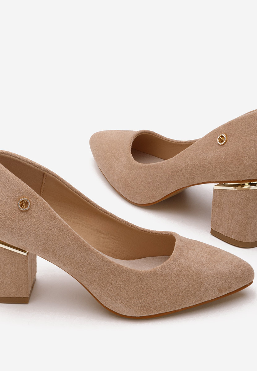 Khaki lodičky na hrubom opätku Nelia V2