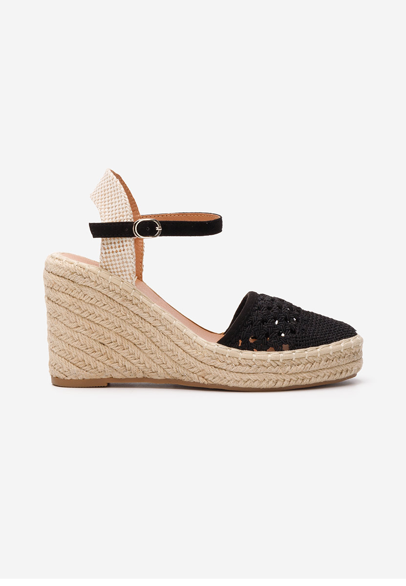 Čierne espadrilky na platforme sandale Adeja