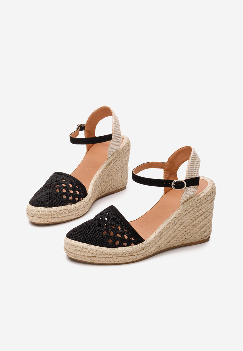 Čierne espadrilky na platforme sandale Adeja