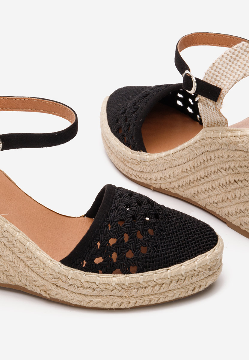 Čierne espadrilky na platforme sandale Adeja