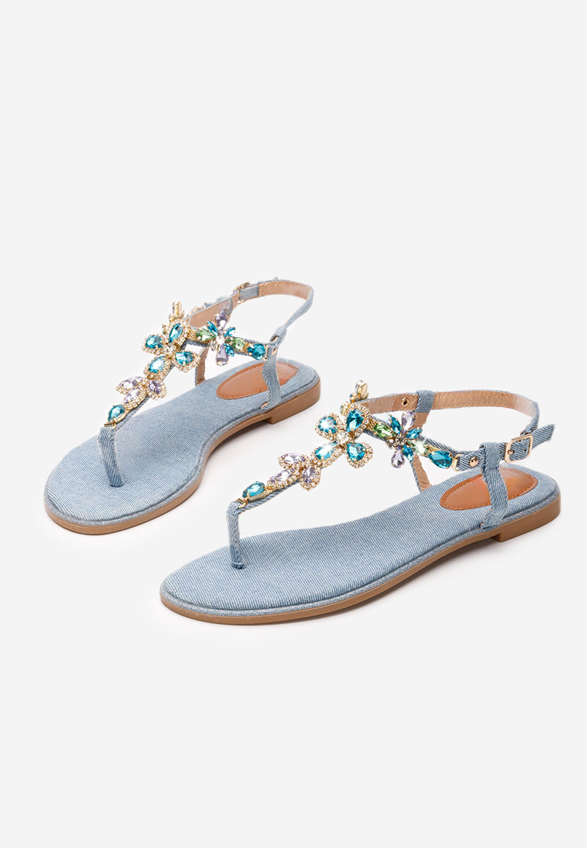 Denim sandále s krystalikmi Akina