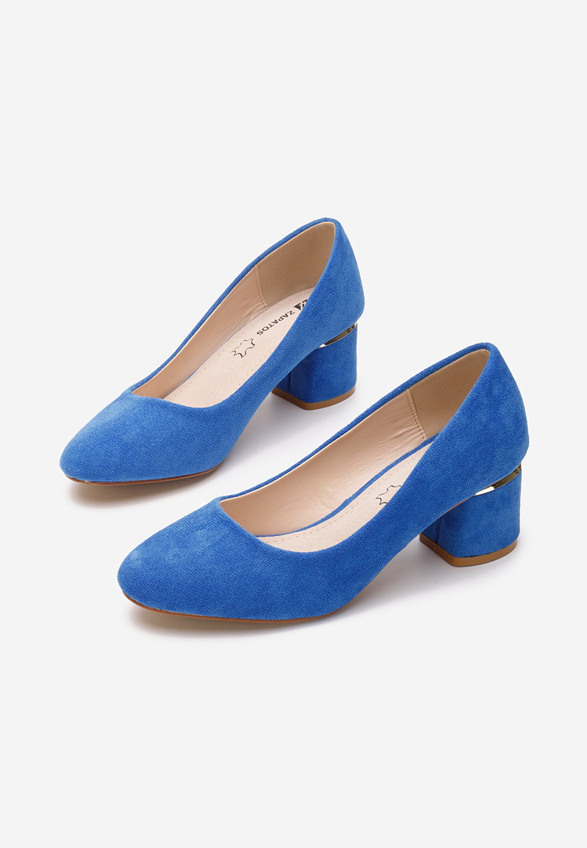 Modré lodičky na hrubom opätku Cabrilia