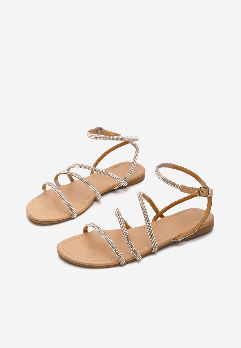 Khaki sandále s kamienkami Avalora
