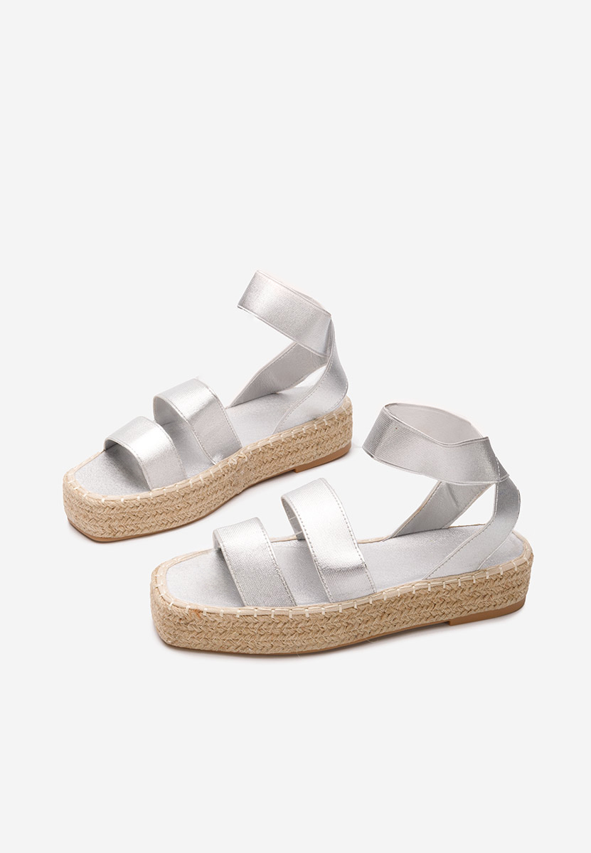 Strieborné espadrilky sandale Clarena