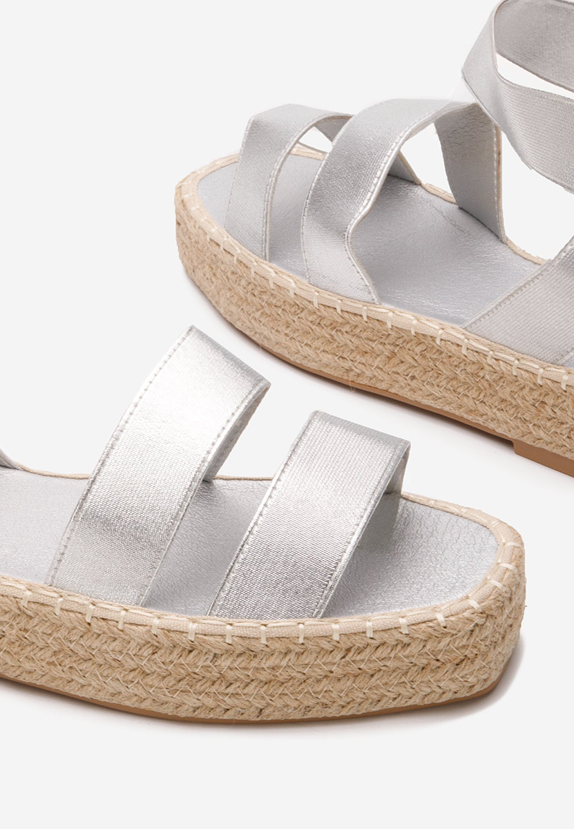 Strieborné espadrilky sandale Clarena