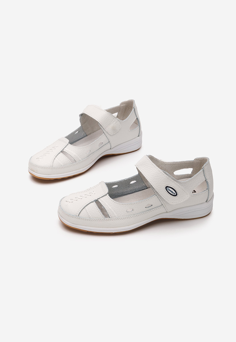 Biele kožené balerínky Deby