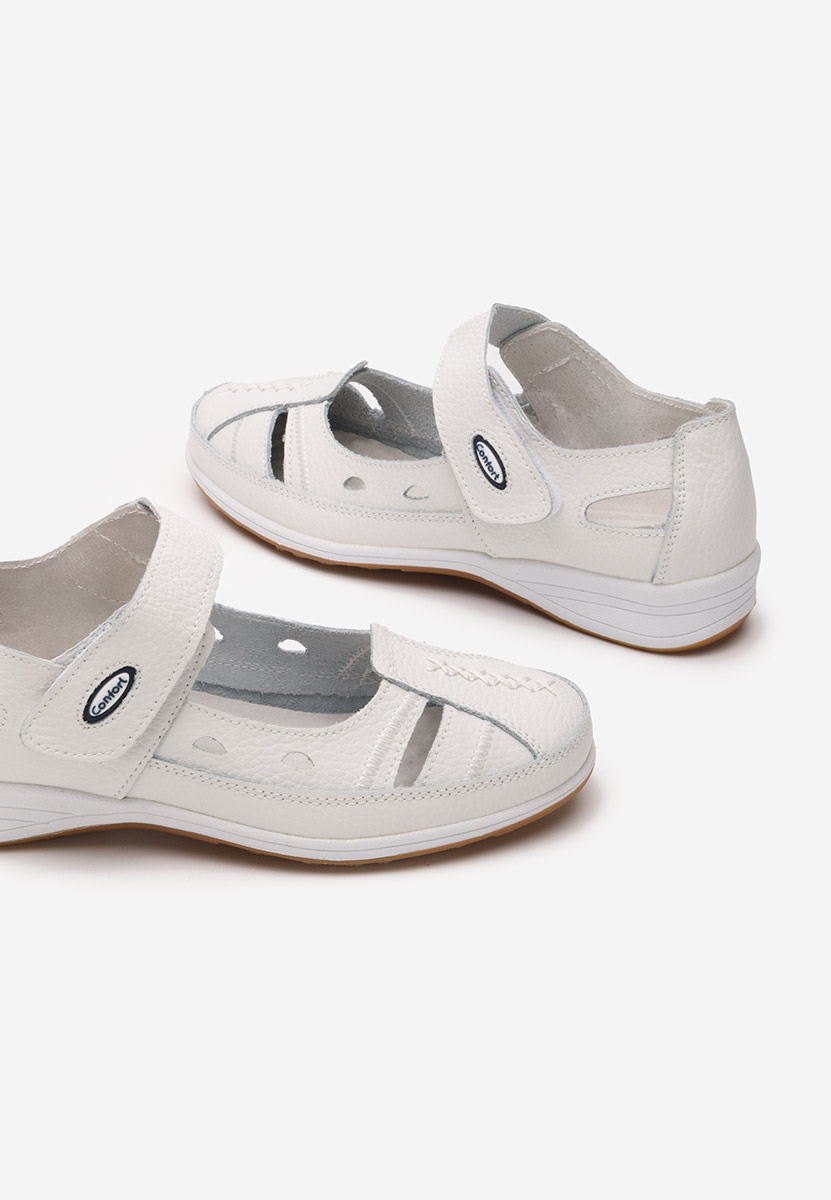 Biele kožené balerínky Deby